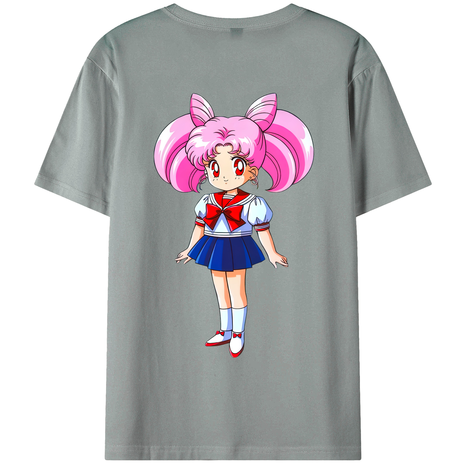 （画像用） 美少女戦士セーラームーン ちびうさ Sailor Moon Chibiusa Tsukino Usagi Small Lady Serenity 綿100％ メンズ半袖Tシャツ（バックプリント） 通気性